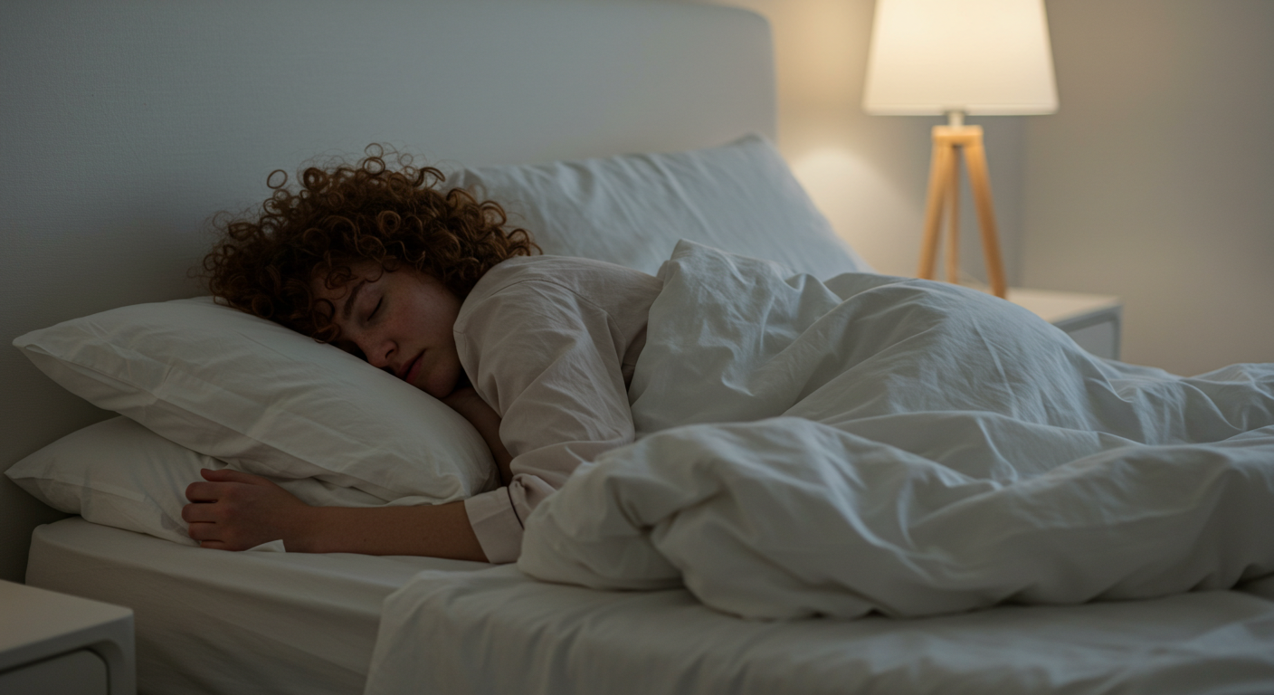 Person sleeping peacefully in a comfortable bed