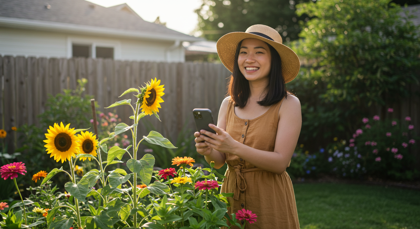 Person happily gardening